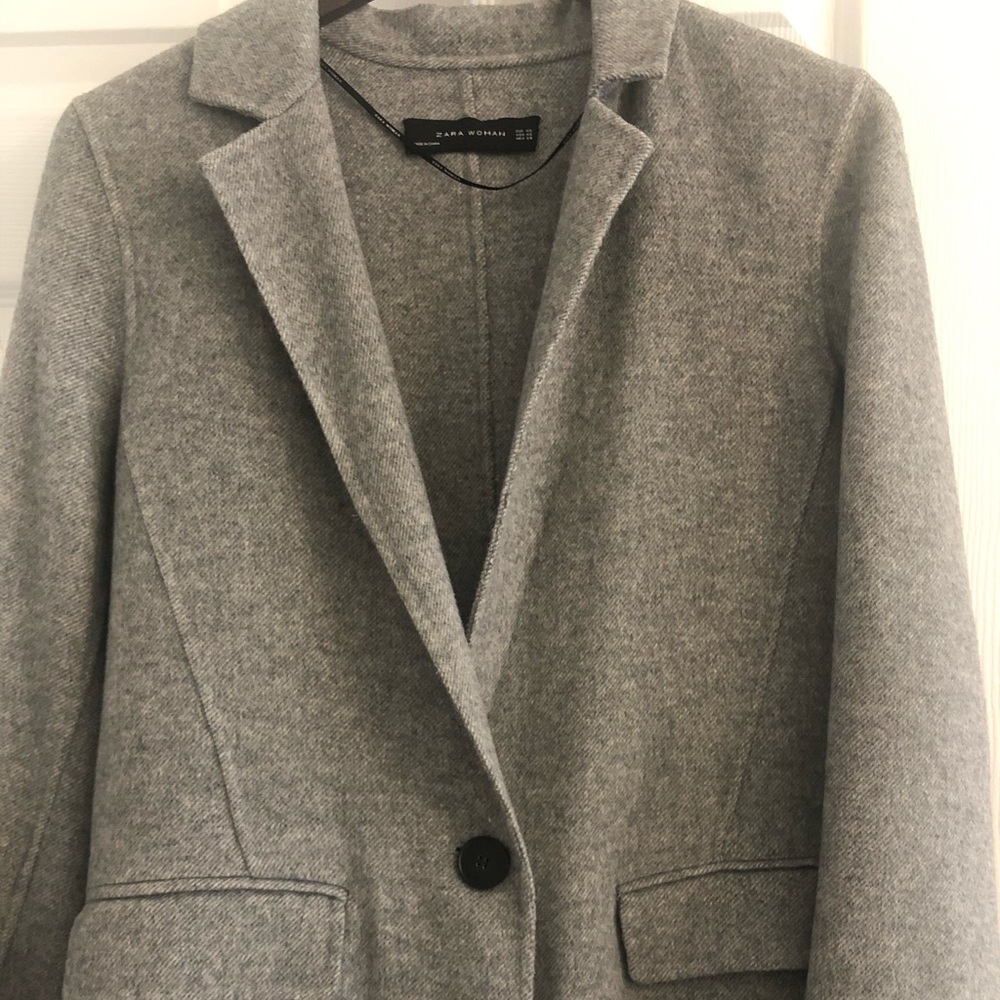 Grey Wool Coat - Zara